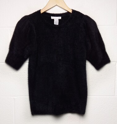 #ad Design History Stitch Fix Sweater Small Black Short Sleeve Fuzzy Eyelash New $27.50
