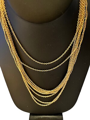 #ad Vintage Gold Layered 6 Delicate Multi Tiered Chain Statement 15quot; Drop Necklace $16.99
