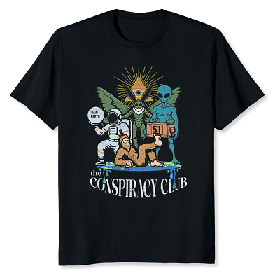 #ad NEW LIMITED The Conspiracy Club Funny UFO Bigfoot Alien T Shirt $18.99