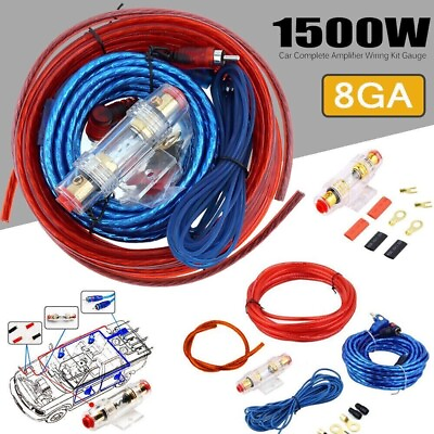 #ad Car Audio Cable Kit 1500W Amp Amplifier Install RCA Subwoofer Sub Wiring 8 Gauge $7.95