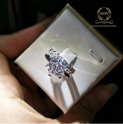 #ad #ad Moissanite Bridal Set Engagement Ring Solid 14K White Gold Round Cut 2.50 Carat $230.55