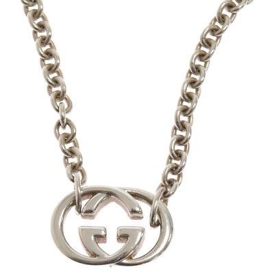 #ad GUCCI Interlocking GG Logo Necklace Pendant Sterling Silver 925 Used $154.98