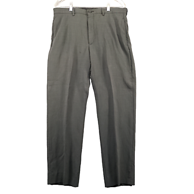 Giorgio Armani Men#x27;s Dress Pants Solid Gray Actual 34x32 Flat Front $18.60