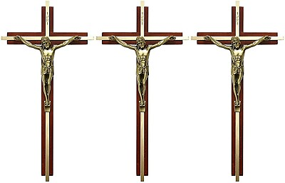 #ad Hanging Catholic Crosses Wood Cross With Gold Tone Crucifix Inlay10 In 3 Pack $78.88