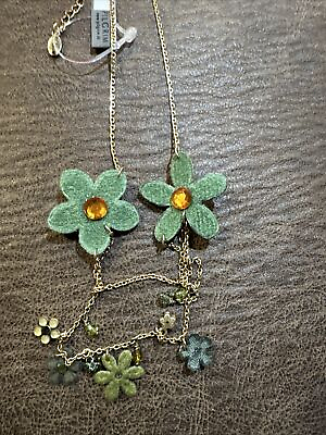 #ad Pilgrim Jewellery Swarovski Crystal Floral Green Necklace $8.49