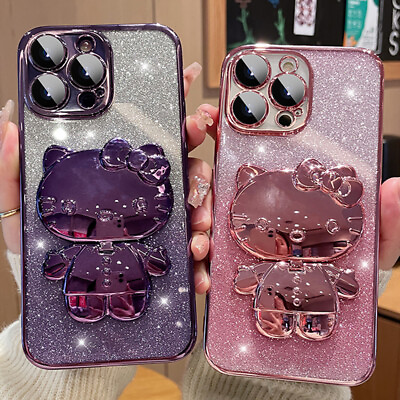 Case For iPhone 14 Pro Max 13 12 11 XS Max Glitter Bling Hello Kitty Cute Cover $10.99
