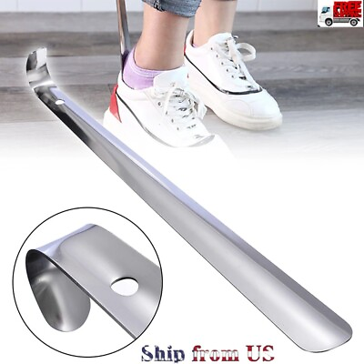 #ad 22in Extra Long Handle Shoe Horn Stainless Steel Metal Shoes Remover Shoehorn US $7.94