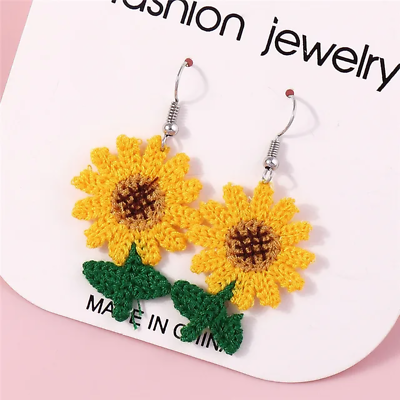 #ad Handmade Colorful Sunflower Flowers Earrings for Women Statement Flower Dangle E $25.82
