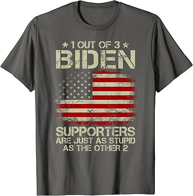 #ad Stupid Biden Supporters Anti Biden American Flag Gift Unisex T Shirt $19.99