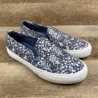 #ad Keds Double Decker Blue Mosaic Canvas Slip On Sneakers WF65918 Womens Sz 8 NEW $31.02