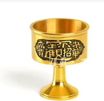 #ad Brass Holy Water Cup for Buddha Gold and Jade for Guan Gong Wine Cup Wholesale $13.45