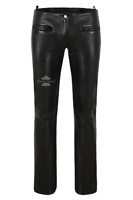 #ad Ladies Fashion Leather Trouser Sexy Italian Black Soft Lambskin Biker Pants 4566 GBP 79.04