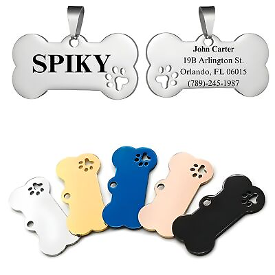 #ad Stainless Steel Pet ID Tags Dog Tags Personalized Front and Back Engraving... $7.95