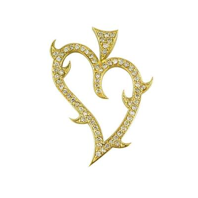 #ad Medium Diamond Guarded Love Heart Pendant 0.70CT in 18K Yellow gold $1896.00
