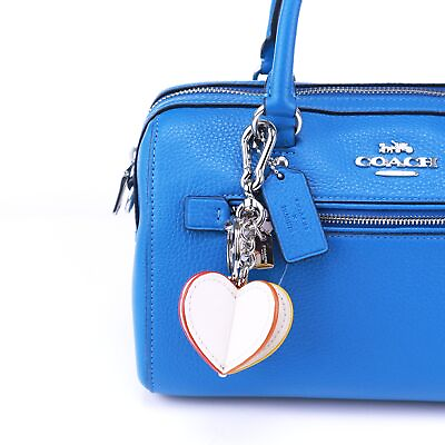 #ad NEW Coach 3D Heart Keychain Key Fob Bag Charm Rainbow Color Trim RARE $59.99