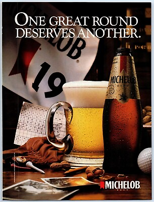 #ad Michelob Beer Golf quot;One Great Round Deserves Anotherquot; 1988 Print Ad 8quot;w x 11quot;t $12.99