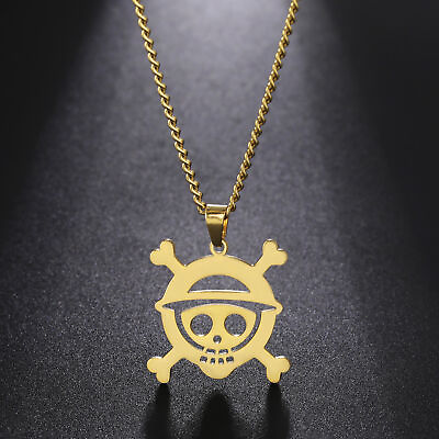 #ad Stainless Steel Anime Cartoon Skull Face Men#x27;s Pendant Necklace Fashion Jewelry $10.99