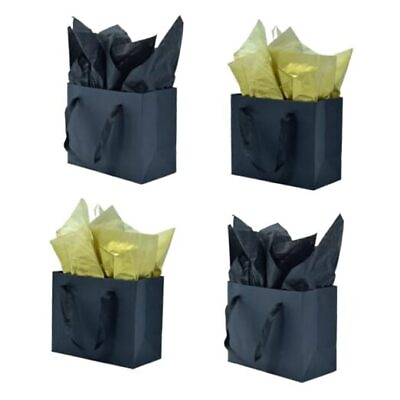 #ad #ad Small Gift Bags with Handles amp; Tissue Paper 1 Count Pack of 12 Black 1612P $29.79