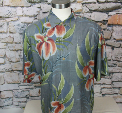 TOMMY BAHAMA Hawaiian Camp Shirt Multicolor Floral All Silk XL New $37.50