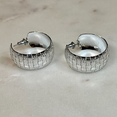 #ad Vintage Silver Tone Hoop Earrings $15.00