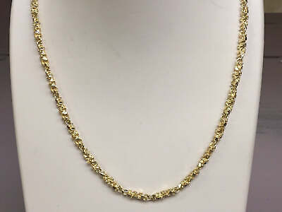 #ad 18k Solid Yellow Gold Handmade 3.8mm Nugget Link Necklace 20quot; Approx 32g $4198.47