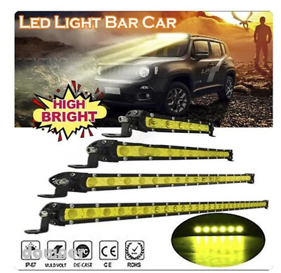 #ad Car Yellow Led Light Bar 7”13‘’19‘’ Car Spotlight Work Light Motorcycle Fog Lamp $73.59