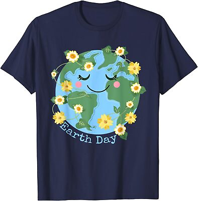 #ad Cute Earth With Floral Earth Day 2024 Nature Unisex T Shirt $19.99