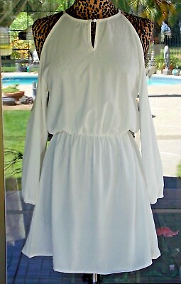 #ad Bare Shoulders Slit Front And Back 3 4 Sleeve Short Dress Sz. L 38quot; Bust $16.99