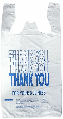 #ad THANK YOU T Shirt Bags 11.5quot; x 6.5quot; x 21quot; White Plastic Shopping bag 50 1000 $220.30