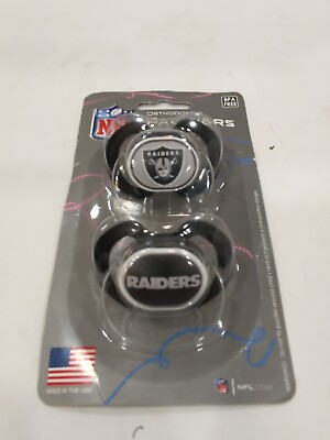 #ad NFL Las Vegas Raiders Baby Pacifier Set OF TWO New Made in USA $22.50