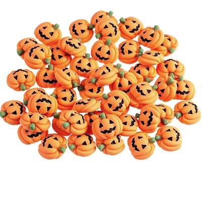 #ad 50PCS Resin Mini Ghost Pumpkin Halloween Miniature Grimace Pumpkin Artificial... $18.64