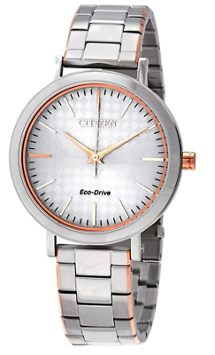 #ad CITIZEN EM0766 50A WEEKENDER ECO DRIVE TWO TONE SILVER ROSE GOLD WOMENS WATCH $69.99
