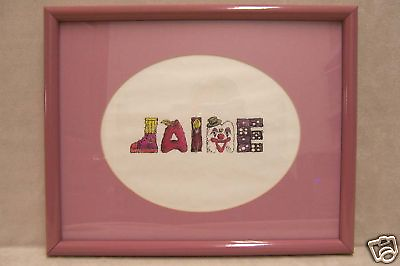 #ad Picture Framed Matted Name quot;Jaimequot; Childs Wall Art Pink Yellow Red Green Purple $10.95