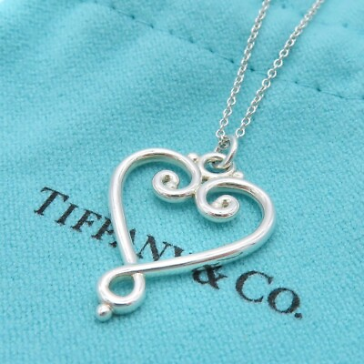 #ad Rare Tiffany Co. Tiffany Venezia Goldoni Heart Silver Necklace SV925 MH80 $182.69