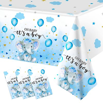 #ad 3 Pack Elephant Baby Shower Tablecloth Decorations Elephant Baby Shower Decor... $18.25