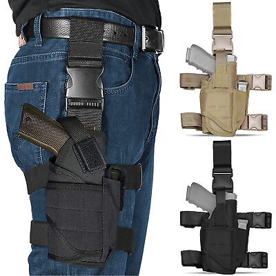 #ad Military Drop Leg Holster Tactical Thigh Pistol Gun Pouch Right Hand Adjustable $13.98