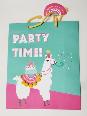 #ad Llama Party Time Birthday Cake Theme Gift Bag 12quot; x 10quot; x 4quot; Imperfect $1.99