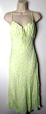 #ad Cotton Candy LA Womens Strap Floral Dress Sz Small Green 100% Rayon Side Zip EUC $14.39