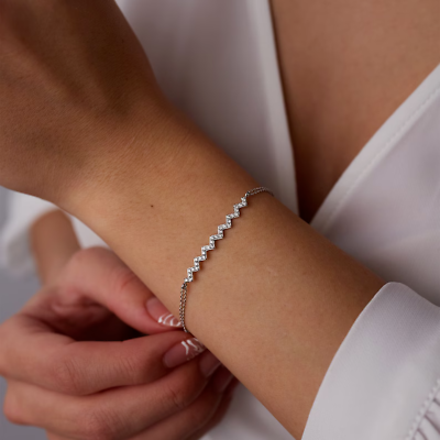 #ad 14K White Gold Plated Round Cut 2Ct Lab Created Diamond Women#x27;s Chain Bracelet $164.49