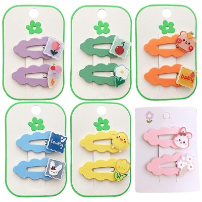 #ad 10 Pcs Cute Hair Clips for GirlsDiameter 2.0quot;inch Animals Flower Fruits Word ... $19.61