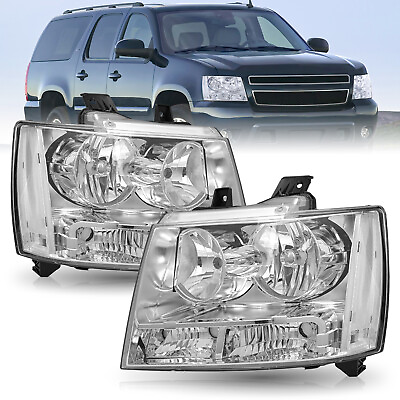 #ad For 2007 2014 Chevy Avalanche Chevrolet Suburban Tahoe Chrome Headlights 07 14 $73.99