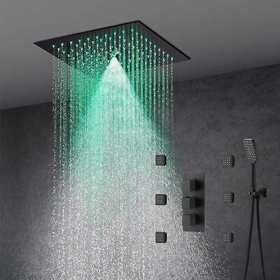 #ad Thermostatic Shower Faucet Set LED Rainamp;Waterfall Head Combo Massage System Kit $493.75