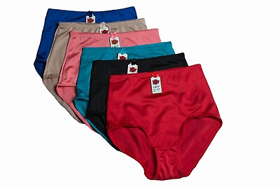 #ad Lot 6 Panties Briefs Girdles Full Cover Solid Colors S M L XL 2X 3X 4X 5X 99348 $17.99