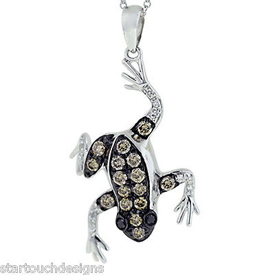 #ad New 14k White Gold Diamond Frog Pendant $549.99