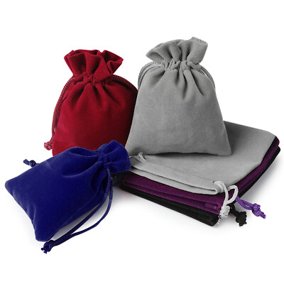#ad 100 1000Pcs Velvet Gift Bags Drawstring Jewelry Pouches Candy Bag Wedding Favors $45.97