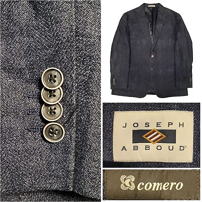#ad Joseph Abboud Sport Coat Mens 48L Blazer Two Button Linen Wool Jacket Gray Suits $44.99