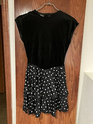#ad By Choice Size 7 Women’s Vintage Dress Black amp; White Polka Dot With Bow Back Zip $17.24