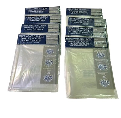 #ad Lot Of 8 Clear Shrink Wrap amp; Pull Bow 24quot; x 30” Gift Bags For Baskets NIP $30.75