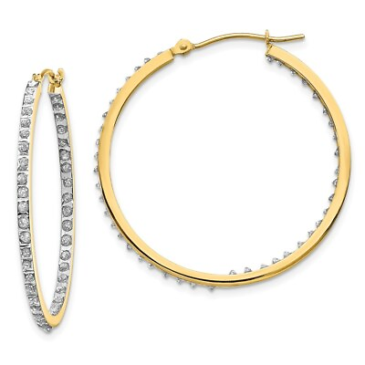 #ad 14k Diamond Fascination Round Hinged Hoop Earrings $200.20