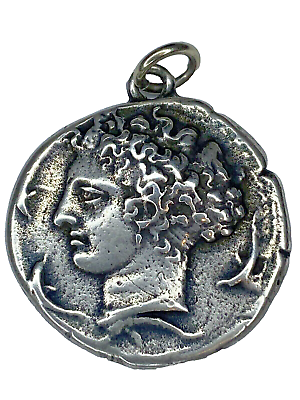 #ad Fashion Silver Syracuse Decadrachm Ancient Greek Repro Pendant necklace VTG $99.99